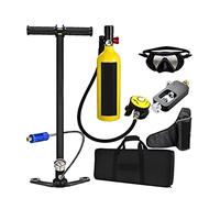 LLOOPK Bouteille de plongée, Respirateur De Plongée Portable Loisirs en Plein Air Style Adulte Équipé d'une Bouteille D'oxygène Capacité 1L(Yellow Set F)