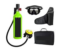LLOOPK Bouteille de plongée, Respirateur De Plongée Portable Loisirs en Plein Air Style Adulte Équipé d'une Bouteille D'oxygène Capacité 1L(Green Set C)