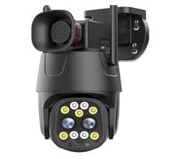 LLOOPK Caméra de sécurité, 4G Carte SIM caméra IP 4K 8MP Double Objectif 8X Zoom PTZ caméra Suivi Automatique caméra de sécurité 4MP Surveillance extérieure CCTV(8MP 4G Add 64G)