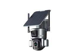 LLOOPK Caméra de sécurité, Caméra de sécurité Solaire 4K HD à Double Objectif 4G, for l'extérieur, Zoom Optique 10X, Suivi Automatique, Audio bidirectionnel, Batterie(4G Zoom No Card)