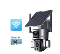 LLOOPK Caméra de sécurité, Caméra de sécurité Solaire 4K HD à Double Objectif 4G, for l'extérieur, Zoom Optique 10X, Suivi Automatique, Audio bidirectionnel, Batterie(WiFi Zoom Add 64G)