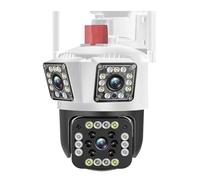 LLOOPK Caméra de sécurité, IP Camera 12MP 6K Three Lens 8X Zoom Surveillance Camera AI Tracking Security Protection Outdoor Security Camera CCTV Cam(6K 12MP Add 32G)