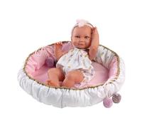 Llorens 1073806 Poupée Nica, aux Yeux Bleus, avec Corps en Vinyle, Tenue et Grand nid Douillet, New Born, 40 cm