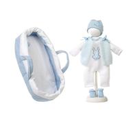 Llorens 1074011 - Accessoires pour poupée de 42 cm - Sac fourre-Tout Bleu avec vêtements, grenouillère, Bonnet et Chaussettes - Motif Lapin