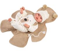 Llorens Crying Baby Doll Brown Teddy Bear with Dress and Sound 36 cm