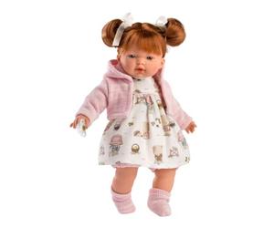 Llorens Lea - 1033138 - Poupée avec Cheveux Roux et Yeux Bleus - Poupée avec Corps Souple - Tétine Incluse - 33 cm - Bleu/Rouge