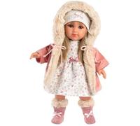 Llorens Elena With Flower Dresscoat With Hat And Fur Socks Baby Doll 35 Cm Rose