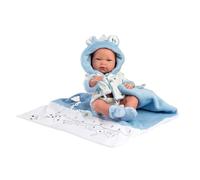 Llorens Poupée Nico 1073897 - avec Yeux Bleus et Corps Ferme - avec Tenue Bleue, tétine et Couverture Douce - 40 cm