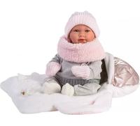 Llorens Poupée pleureuse Mimi rose avec porte-bébé et son 42 cm