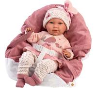 Llorens Poupée pleureuse Mimi rose avec porte-bébé et son 42 cm