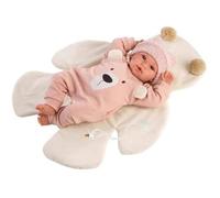 Llorens - Poupée Rn Nouveau Né Pleureur 36 Cm Ours Rose Toucher Doux 40 Cm, Multicolore (63644)