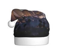 LLOTPQ Bonnet de Père Noël pour adultes - Chapeau de Noël unisexe avec motif d'horizon de Los Angeles, parfait pour les fêtes de fin d'année, le Nouvel An