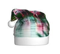 LLOTPQ Bonnet de Père Noël pour adultes - Chapeau de Noël unisexe avec motif imprimé flamants roses colorés et fabuleux, parfait pour les fêtes de fin d'année, le Nouvel An