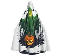 LLOTPQ Cape à capuche unisexe pour adulte, fantôme vert, horreur, citrouille, pour cosplay, fêtes sur le thème des magiciens et plus encore