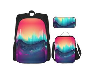 LLOTPQ Cool Music Sound Wave Sac à dos pour ordinateur portable 15", Cool | Sac à livres universitaire en plein air garçons filles études léger études mode jeunesse bandoulière réglable de rangement