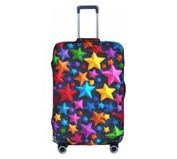 LLOTPQ Housse de protection pour valise - Étui de bagage imprimé étoiles colorées pour femmes et filles, accessoires de voyage, étiquettes esthétiques, blanc, L