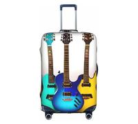 LLOTPQ Housse de protection pour valise - Étui de bagage imprimé guitares colorées pour femmes et filles, accessoires de voyage, étiquettes esthétiques, blanc, S