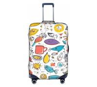 LLOTPQ Housse de protection pour valise - Plumes colorées dessinées à la main sur imprimé blanc pour femmes et filles, accessoires de voyage, étiquettes esthétiques, blanc, XL