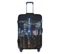LLOTPQ Housse de protection pour valise - Vue aérienne Nuit de Hong Kong Impression Valise Bagage Case pour femmes et filles, accessoires de voyage, étiquettes esthétiques, blanc, XL