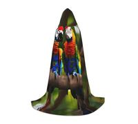 LLOTPQ L Halloween Cape à capuche - Unisexe perroquets colorés sur arbre imprimé robe cosplay pour Noël, Víspera de Todos los Santos, sorcière