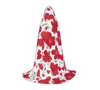 LLOTPQ L Halloween Cape à Capuche - Unisexe Saint Valentin Rouge Coeur Fleur Imprimé Cosplay Robe pour Noël Víspera de Todos los Santos, Sorcière