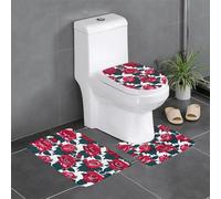 LLOTPQ Lot de 3 tapis de salle de bain en forme de U, tapis de coiffeuse en flanelle pour salle de bain principale et douche