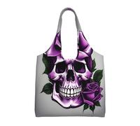 LLOTPQ Ocean Green Wave Surf Print Canvas Tote Bags - Sacs d'épicerie pour femmes, sac fourre-tout de rangement pour le shopping, les voyages, la plage et un usage quotidien, Tête de mort rose