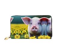 LLOTPQ Portefeuille élégant en cuir avec revêtement plat et imprimé de pattes de retrievers - Longue pochette pour femme - Portefeuille à deux volets avec poche pour pièces de monnaie, Cochon de colza