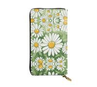 LLOTPQ Portefeuille en cuir avec imprimé floral et lierre - Pochette fine et élégante, design léger - Long portefeuille à deux volets avec poche pour pièces de monnaie, marguerite, Taille unique