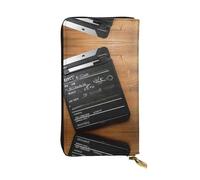 LLOTPQ Portefeuille en cuir avec imprimé tournesols de printemps rétro - Pochette fine et élégante - Design léger - Long portefeuille à deux volets avec poche pour pièces de monnaie, Motif de clap de