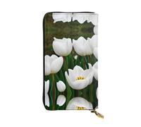 LLOTPQ Portefeuille en cuir imprimé cerveau intelligence artificielle - Pochette fine et élégante - Design léger - Long portefeuille à deux volets avec poche pour pièces de monnaie, Fleur de tulipes
