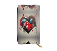 LLOTPQ Portefeuille en cuir imprimé floral marguerites - Pochette fine et élégante, design léger - Long portefeuille à deux volets avec poche pour pièces de monnaie, Amour et musique aigus, Taille