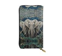 LLOTPQ Portefeuille en cuir imprimé floral rose cerise - Pochette fine et élégante - Design léger - Long portefeuille à deux volets avec poche pour pièces de monnaie, Art éléphant., Taille unique