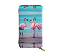 LLOTPQ Portefeuille en cuir imprimé fruits arc-en-ciel - Pochette fine et élégante - Design léger - Long portefeuille à deux volets avec poche pour pièces de monnaie, Flamingo Beach, Taille unique