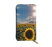 LLOTPQ Portefeuille en cuir imprimé nid d'abeille Bee On - Pochette fine et élégante - Design léger - Long portefeuille à deux volets avec poche pour pièces de monnaie, Tournesols Sunlight, Taille