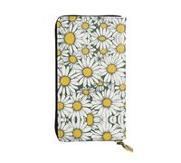 LLOTPQ Portefeuille en cuir imprimé papillon coloré - Pochette fine et élégante, design léger - Long portefeuille à deux volets avec poche pour pièces de monnaie, Marguerite blanche 1, Taille unique