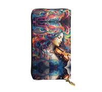 LLOTPQ Portefeuille en cuir imprimé plage hawaïenne avec palmiers - Pochette fine et élégante - Design léger - Long portefeuille à deux volets avec poche pour pièces de monnaie, Musique colorée