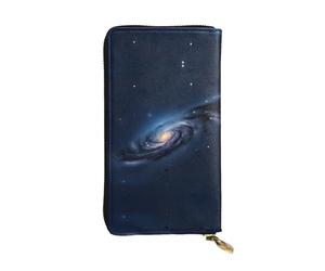 LLOTPQ Portefeuille en cuir violet avec imprimé floral lavande - Pochette fine et élégante - Design léger - Long portefeuille à deux volets avec poche pour pièces de monnaie, Universe Milky Way Galaxy