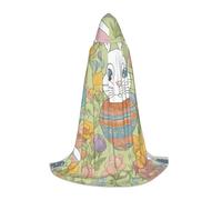 LLOTPQ S Cape à capuche unisexe avec imprimé floral lapin de Pâques pour Halloween