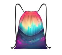 LLOTPQ Sac à dos avec cordon de serrage Motif vagues sonores, Noir , M, Classique