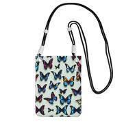 LLOTPQ Sac de transport noir pour téléphone portable - Sac à bandoulière imprimé papillon et violoncelle, sangle universelle, idéal pour les déplacements, le shopping, Noir , Taille unique