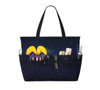 LLOTPQ Sac fourre-tout de voyage de plage avec imprimé pizza, grande capacité, pliable, parfait pour les vacances en famille et une utilisation quotidienne, Divination étoilée, Taille unique