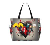 LLOTPQ Sac fourre-tout de voyage de plage de grande capacité, pliable, parfait pour les vacances en famille et une utilisation quotidienne, Amour et musique aigus, Taille unique