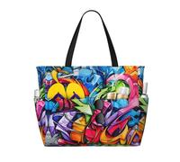 LLOTPQ Sac fourre-tout de voyage de plage de grande capacité, pliable, parfait pour les vacances en famille et une utilisation quotidienne, Dessin graffiti, Taille unique