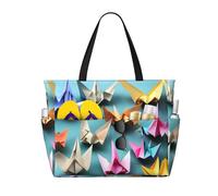 LLOTPQ Sac fourre-tout pliable de grande capacité, idéal pour les vacances en famille et une utilisation quotidienne, Grue en papier origami, Taille unique