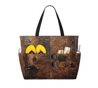 LLOTPQ Sac fourre-tout pliable de grande capacité, idéal pour les vacances en famille et une utilisation quotidienne, Cuir de vache marron, Taille unique