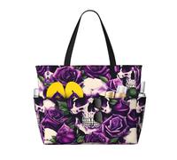 LLOTPQ Sac fourre-tout pliable de grande capacité Motif coq sur bois dans les terres agricoles Idéal pour les vacances en famille et une utilisation quotidienne, Plusieurs têtes de mort roses