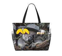 LLOTPQ Sac fourre-tout pliable de grande capacité, motif Père Noël, idéal pour les vacances en famille et une utilisation quotidienne, Bonnet koala endormi, Taille unique