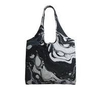 LLOTPQ Sacs fourre-tout en toile avec motif feux d'artifice pour femme, sac fourre-tout de rangement pour le shopping, les voyages, la plage et un usage quotidien, Marbre noir et blanc., Taille unique