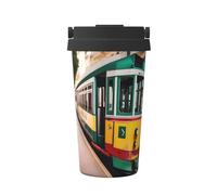 LLOTPQ Tasse à café isotherme de voyage en acier inoxydable à double couche Motif Tram Lisbonne 500 ml